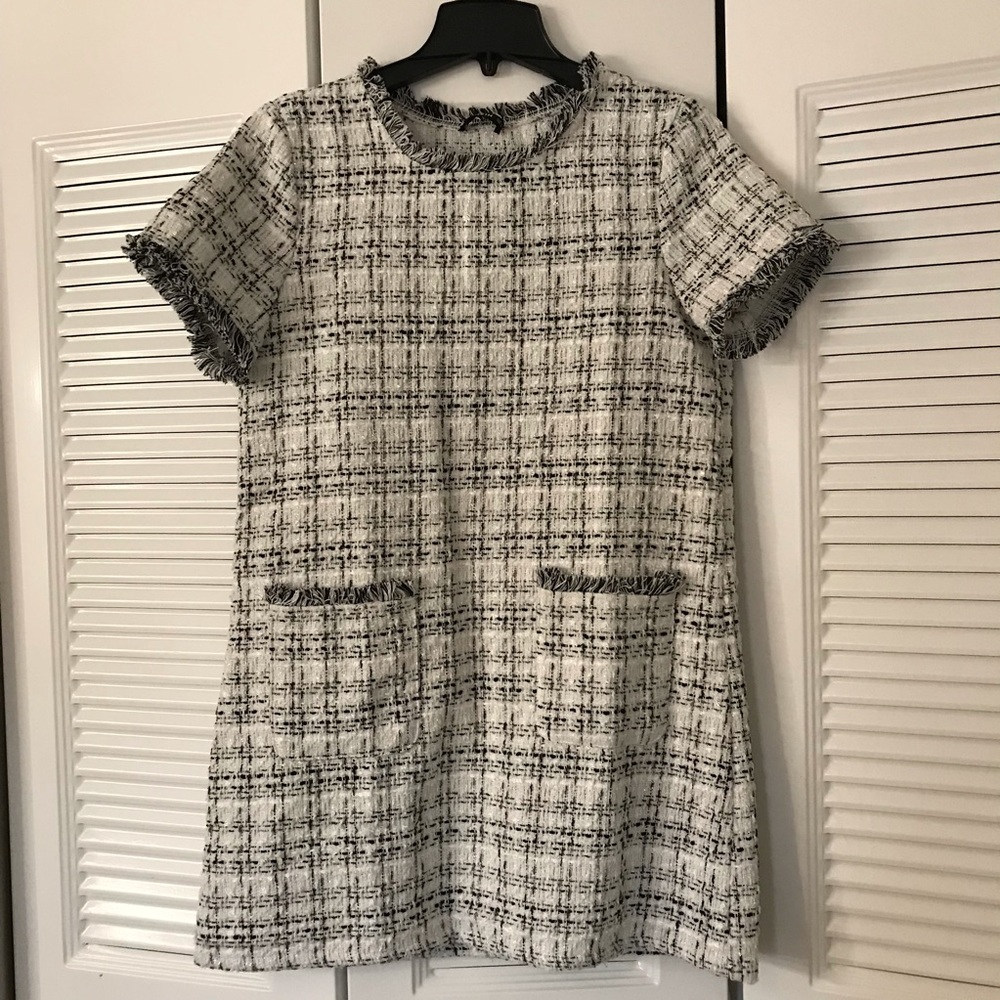 ((So Chanel!!)) Fringe Trim Tweed Dress